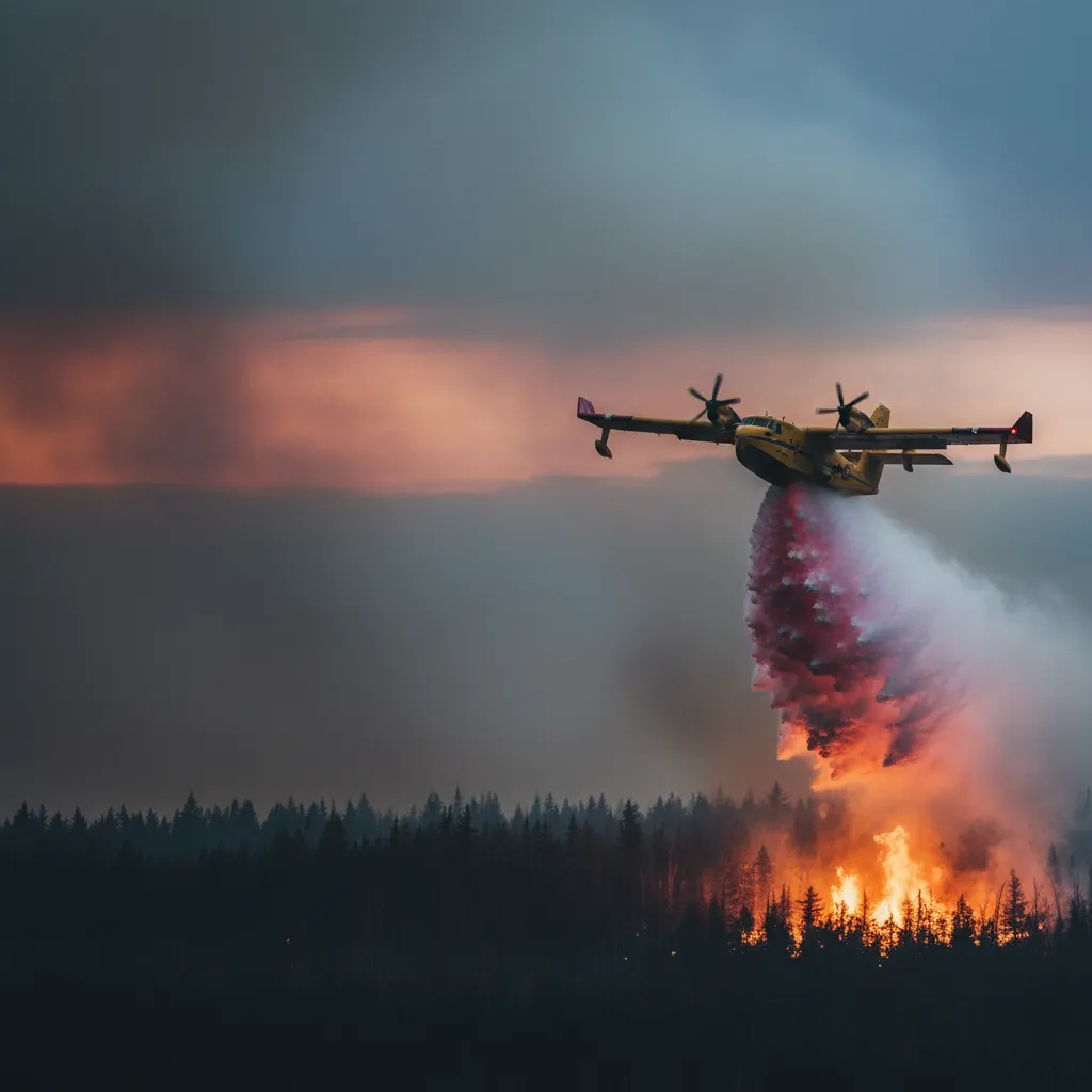 Firefighting aircraft dropping retardant representing Bridger Aerospace’s aerial fleet
