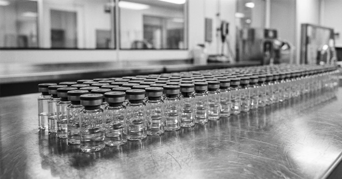 Laboratory vials and research materials representing enzymatic tissue repair development