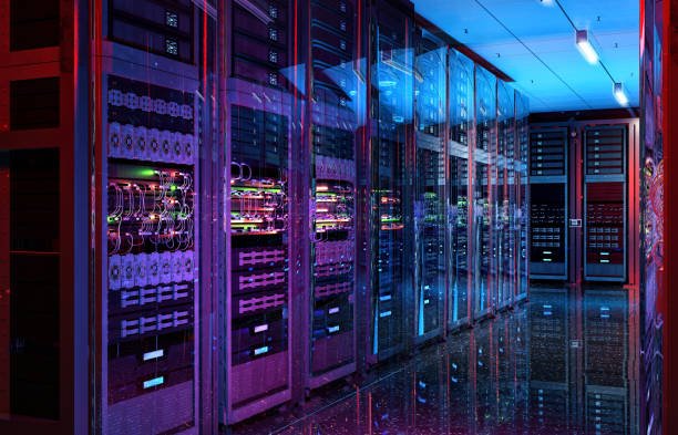 Modern data center server racks representing Innodata AI data services
