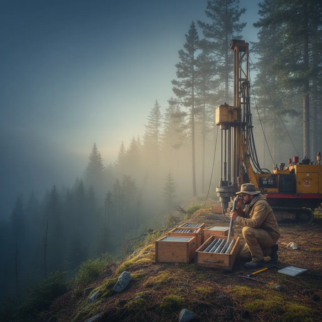 Gold exploration drilling site representing ONGold Resources’ junior mining projects