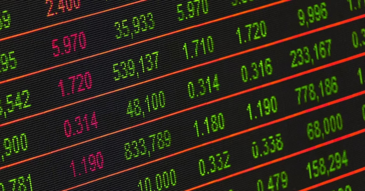 Stock exchange listings board representing index constituents and benchmark membership