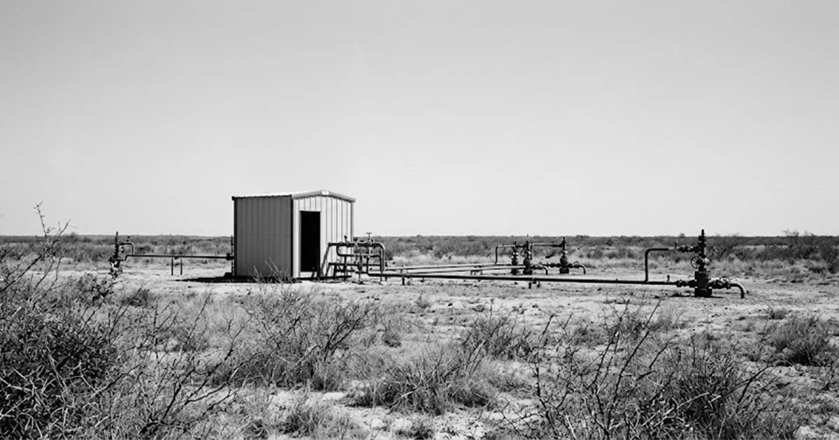 Wellfield header house and surface pipework at an in-situ uranium recovery operation